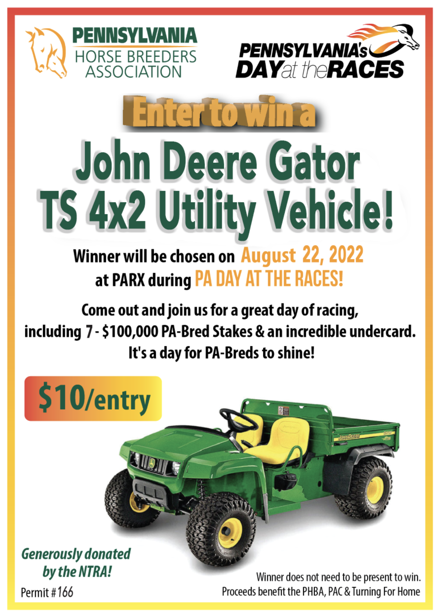 Enter the PHBA's John Deere Gator Raffle